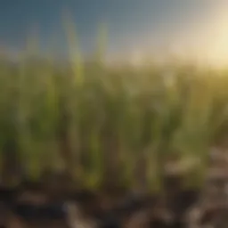 Close-up of grass seeds in soil under optimal temperature conditions