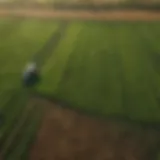 An aerial view of lush green fields ready for seeding