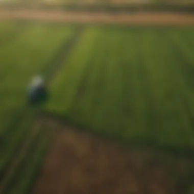 An aerial view of lush green fields ready for seeding