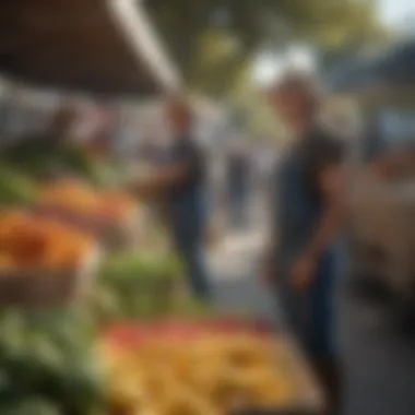 Community members participating in a local farmers market