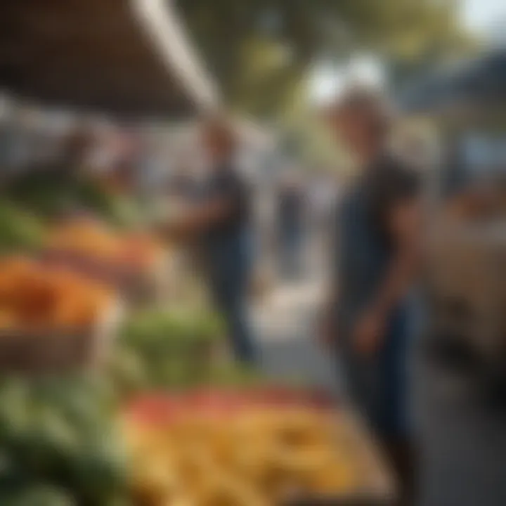 Community members participating in a local farmers market