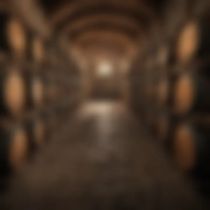 Organic wine barrels aging in a cellar