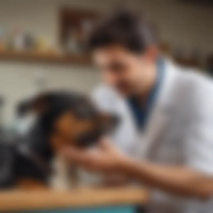 Pet receiving ear treatment with Surolan in a veterinary clinic