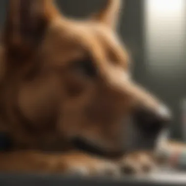 Close-up of a dog being monitored post-medication