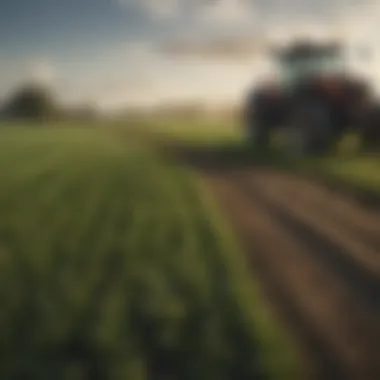 A lush field juxtaposed with areas affected by herbicide, illustrating environmental impact.