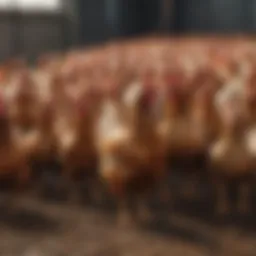 Diverse poultry farm showcasing various breeds of chickens