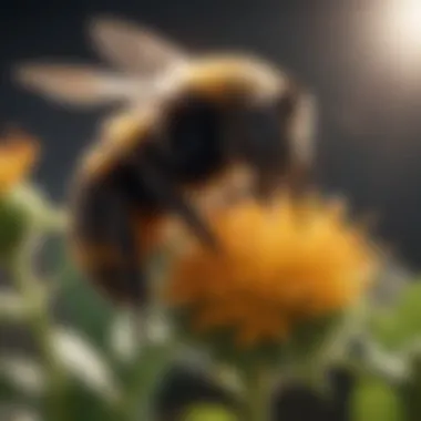 Close-up of a bumblebee pollinating a flower