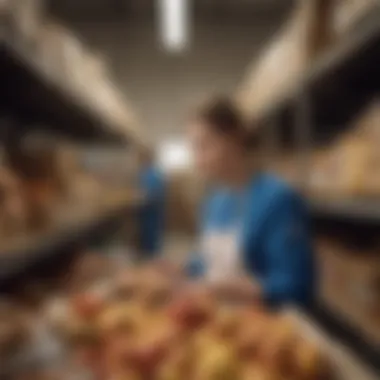 A group of volunteers distributing food at a local food bank.