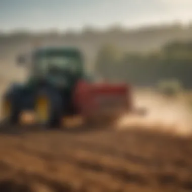 A farmer operating a PTO grain grinder in a field environment