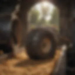 A round bale squeeze in action, showcasing its mechanical efficiency