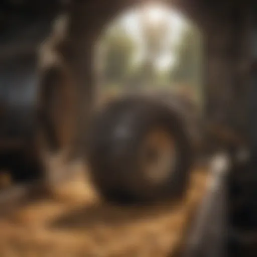 A round bale squeeze in action, showcasing its mechanical efficiency