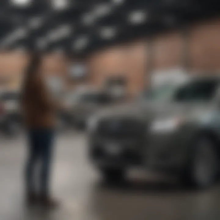 Customer discussing options with a dealer representative