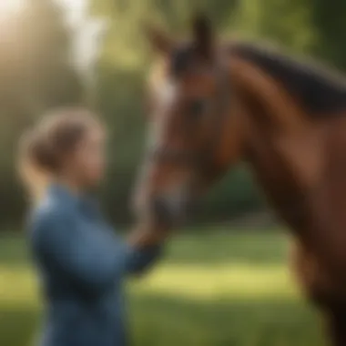 A trainer working with a horse in a training session