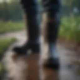 Durable rubber boots suitable for wet farm conditions