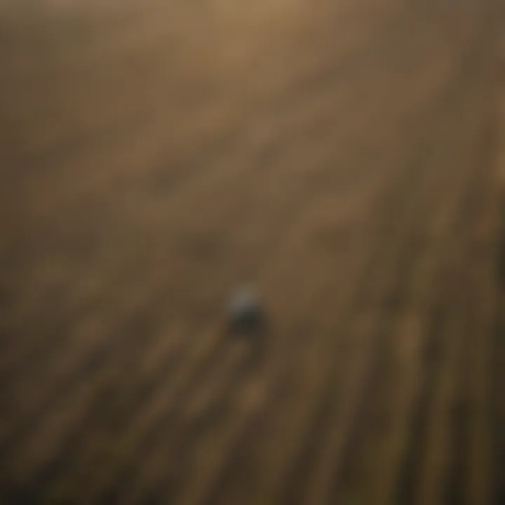 Aerial view of sod farming landscape in sunny California