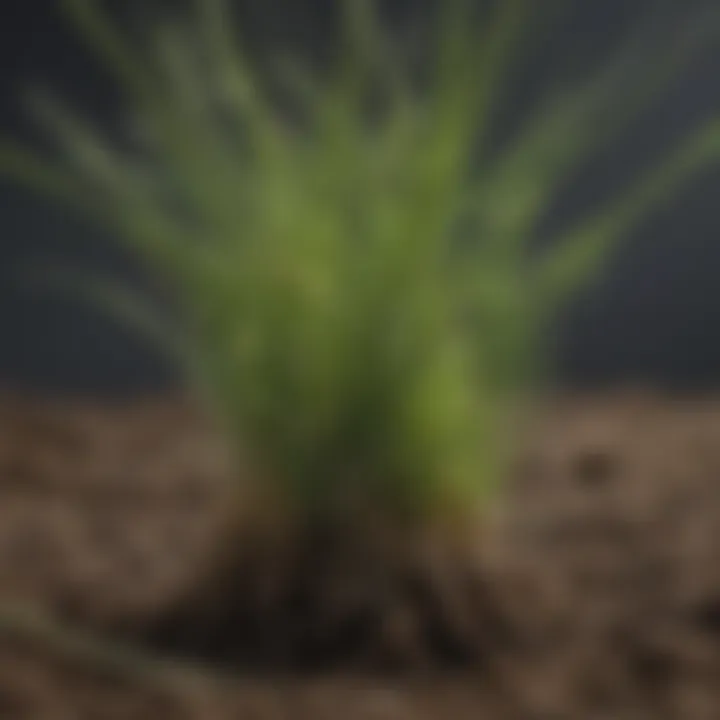 Close-up of healthy turfgrass roots demonstrating cultivation techniques