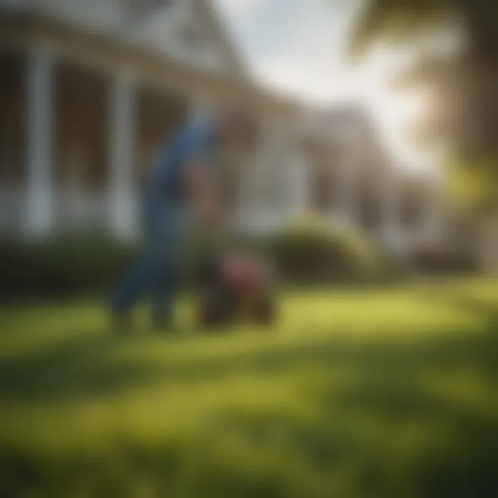 Homeowner caring for a vibrant sod lawn.