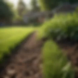 Lush green lawn with vibrant grass and soil