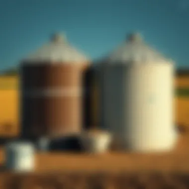 Visual comparison of traditional versus modern grain storage options.