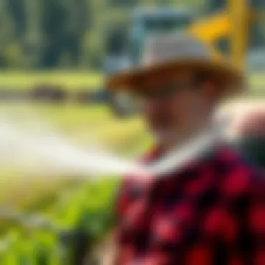 Illustration of herbicide application techniques in agriculture