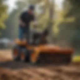 Stump grinder in action at a residential property
