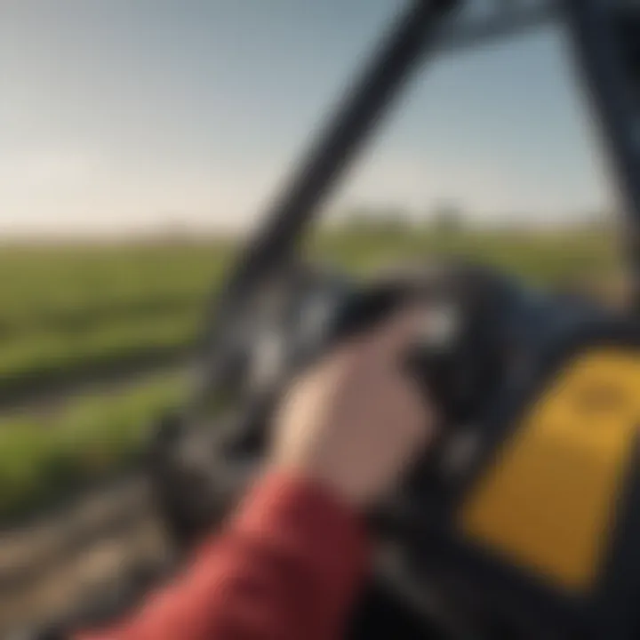 Close-up of telehandler controls showcasing advanced technology