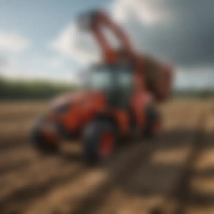 Telehandler lifting agricultural produce