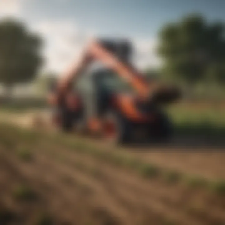 Telehandler navigating through a sustainable farm