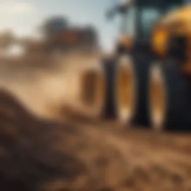 Heavy equipment in action on a farm