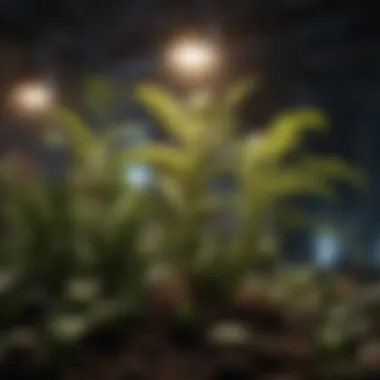 Plant Growth Under LED Lighting Close-up of plant growth under LED lighting