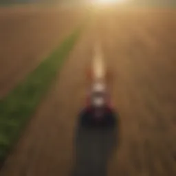 Aerial view of a modern farm utilizing precision agriculture technologies