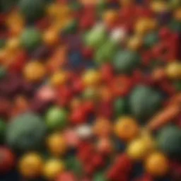 Colorful array of fresh vegetables and fruits