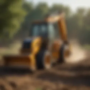 International Backhoe in Action on Agricultural Terrain International backhoe in an agricultural field