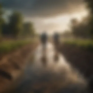 Water Conservation Strategies in Agriculture Farmers implementing water conservation techniques amidst changing rainfall patterns