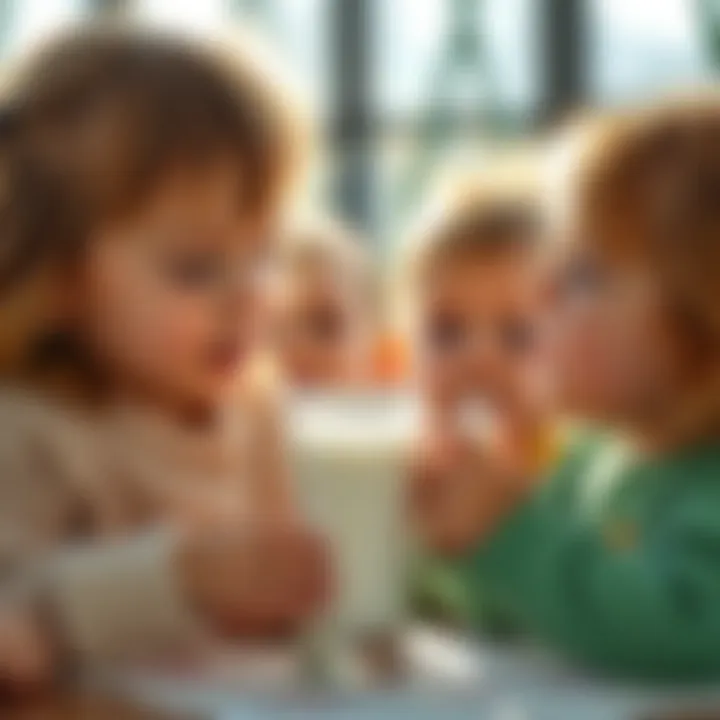 Children enjoying milk as part of a balanced diet