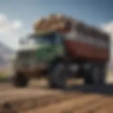 Rock truck transporting agricultural materials