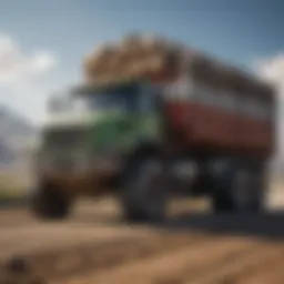 Rock truck transporting agricultural materials