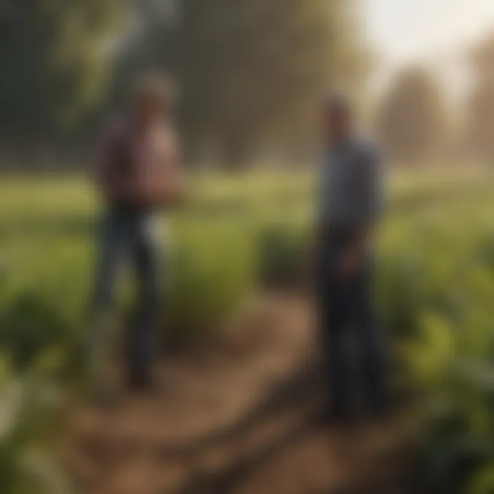 Farmers collaborating with an auditor during an environmental assessment
