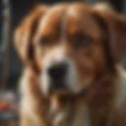 Close-up of a dog receiving veterinary care