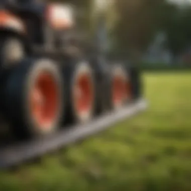 Close-up of orchard mower blades