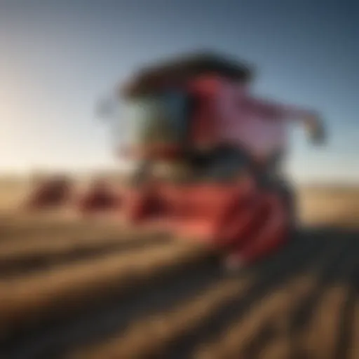 Compact combine harvester in a field