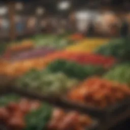Freshly harvested vegetables displayed at a local market