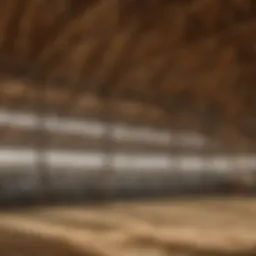 A spacious barn with box fans installed on the walls, enhancing airflow