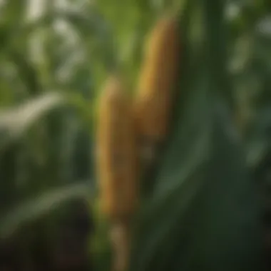 Healthy Corn Growth with Optimal Nutrient Timing Corn plant thriving in well-nourished soil