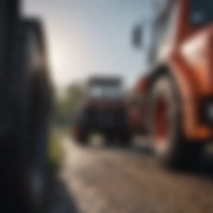 Strategic Logistics in Tractor Transport Close-up of tractor logistics planning
