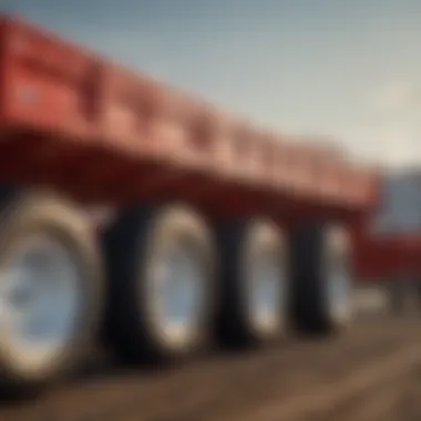 Close-up of a heavy-duty agricultural trailer highlighting its features