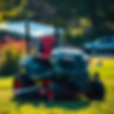 Riding Lawn Mower Features A robust riding lawn mower with a comfortable seat and efficient cutting blades.