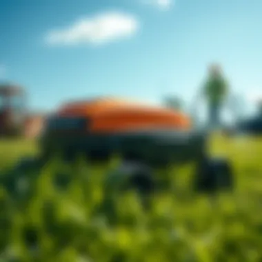Autonomous Robotic Mower An innovative robotic mower operating autonomously on a lawn.