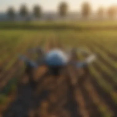 Innovation in Farming Modern technology in agriculture with drones and sensors