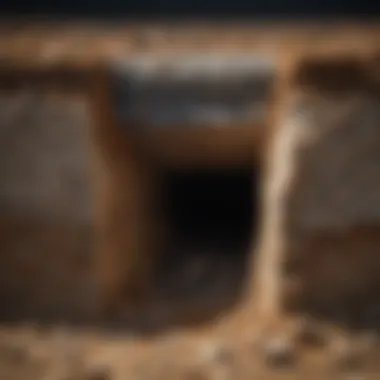 Cross-Sectional View of Bedrock French Drain Cross-section of bedrock with drainage installation